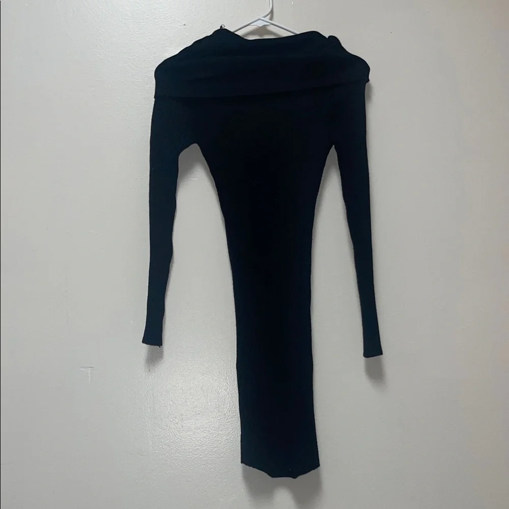 Black Ribbed Knit Dress - Picture 6 of 6